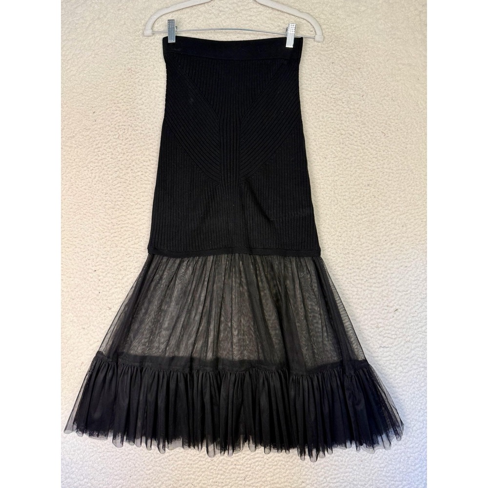 Anthropologie Sheer Knit Skirt Small Whimsygoth Witchy Ruffle Goth